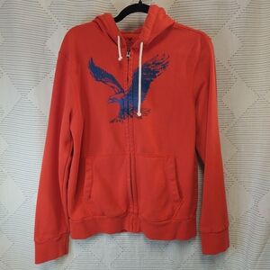 Men's American Eagle Outfitters Zip Up Hoodie Red Classic Fit Size Medium